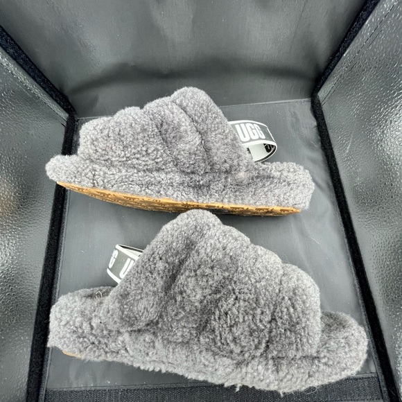 UGG Charcoal Fluffy Slides - Picture 9 of 11
